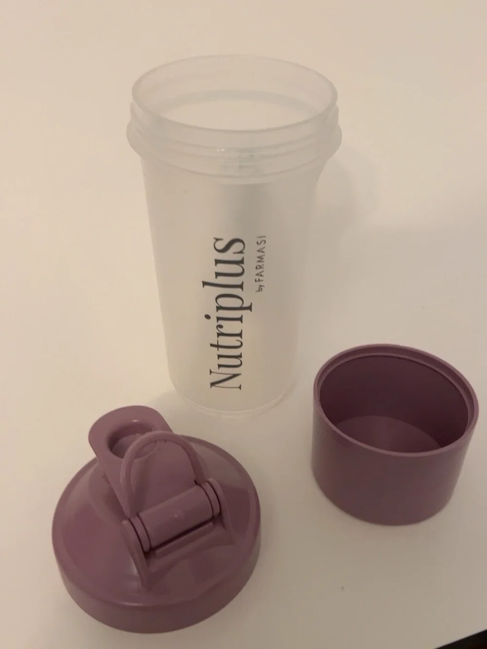 Farmasi Nutriplus Shaker Bottle with Storage Compartment – Purple